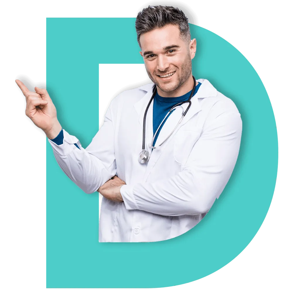 Immagine di un medico che indica